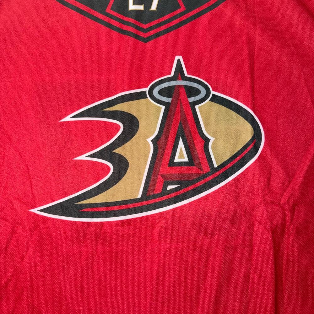 LA Angels Anaheim Ducks Mike Trout #27 Hockey Jersey XL Bally Sports West Red